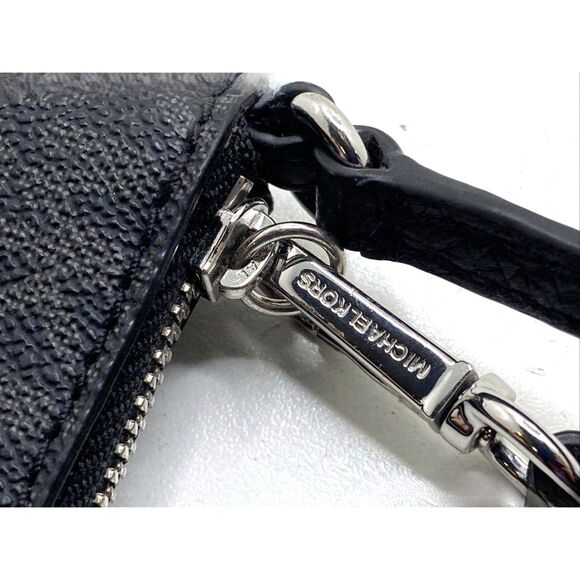 Michael Kors Black/gray Jet Set Travel Large Logo Wristlet Pouch Wallet - Picture 3 of 11